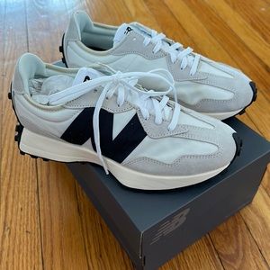 New Balance 327 in white and black